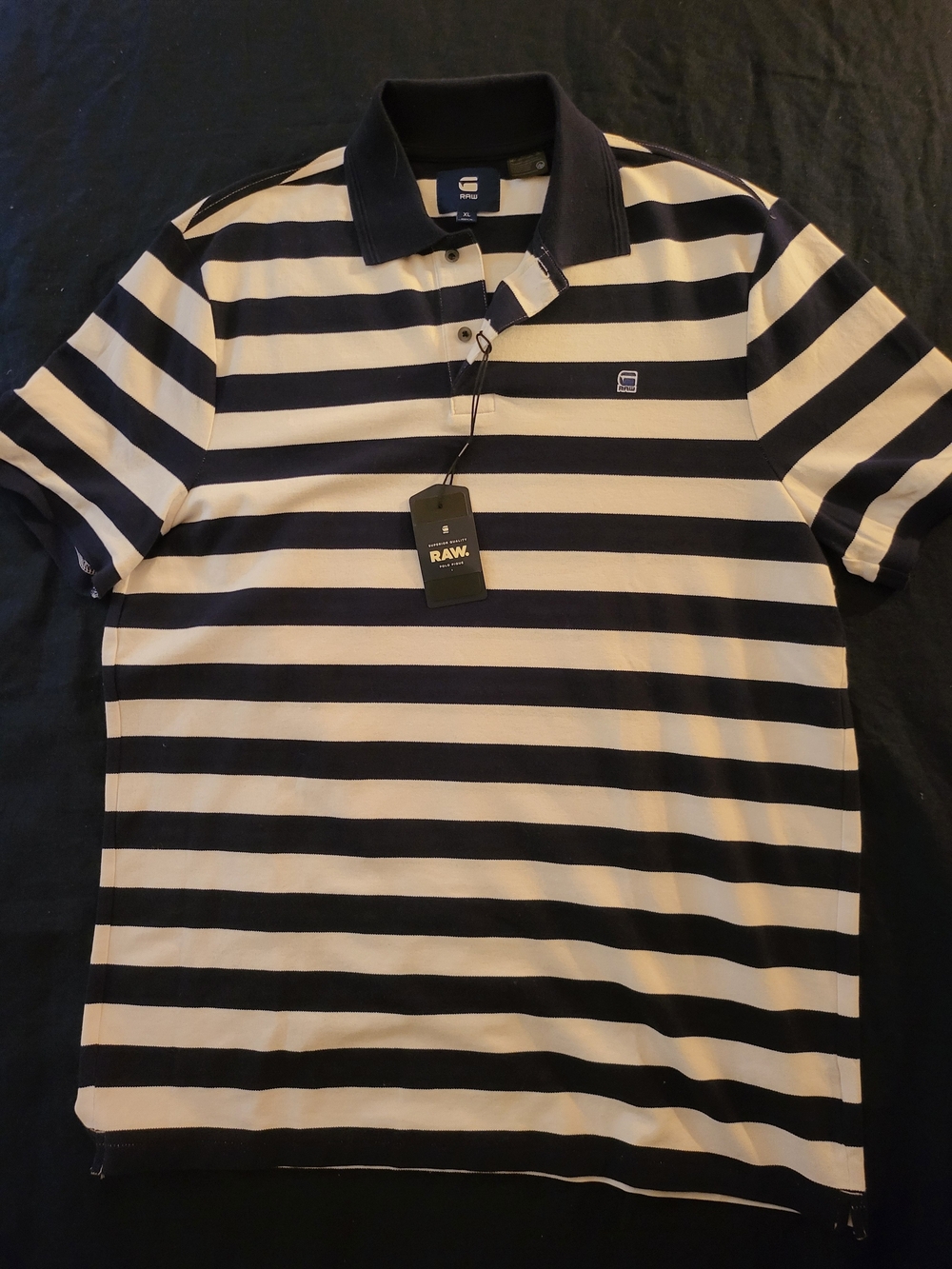 G-Star Raw Men’s Navy and White Striped Polo